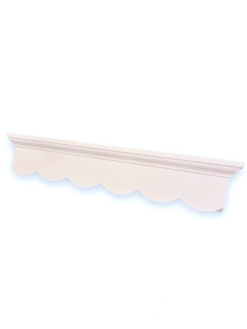 SHABBY CHIC White Wooden Scalloped Floating Shelf - 18” Long